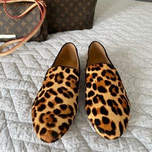 New J. Crew Leopard Smoking Slippers Size 8.5